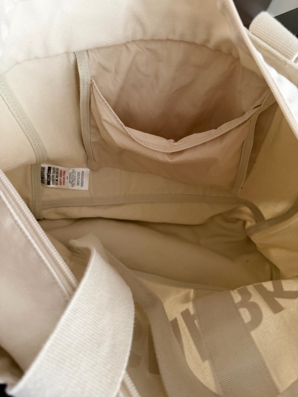 Gymshark Cream Canvas Tote with Tan Logo Print - Picture 4 of 4